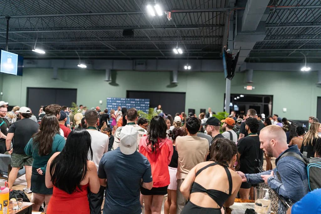 Crowd enjoying a private event at At Fault