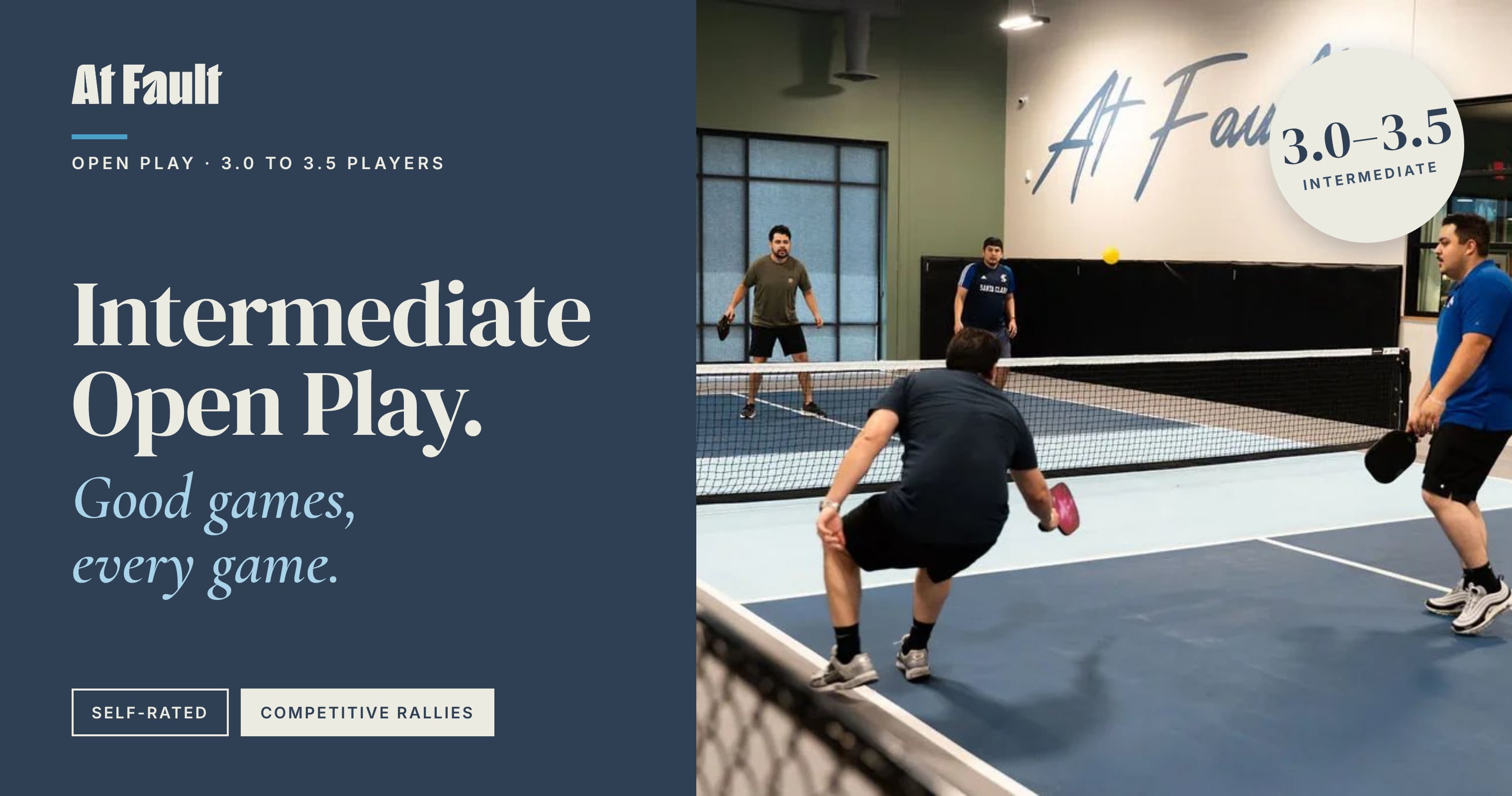 2 HR Intermediate Saturday Morning Open Play 3.0-3.5 (+50% off brunch entree)